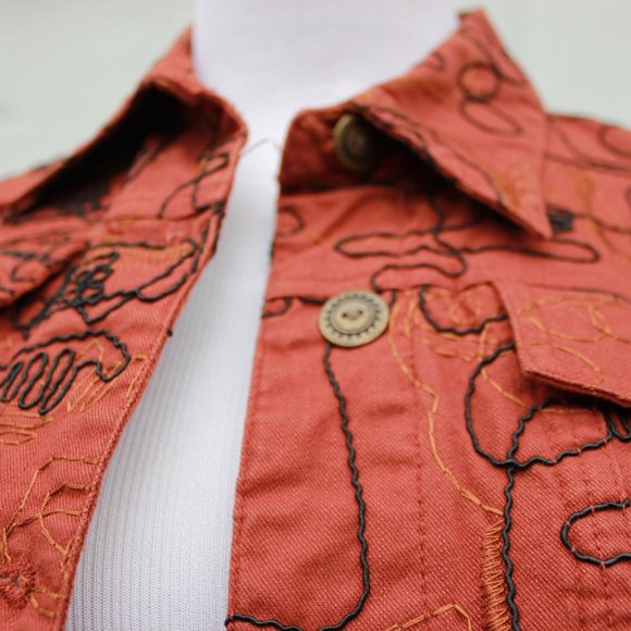 Ruby Rd. Burnt Orange Abstract Embroidered Jacket - Picture 8 of 15